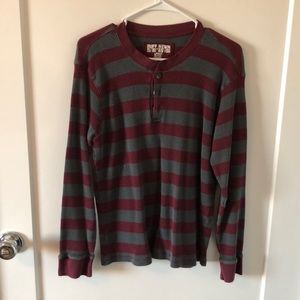 Maroon/grey Striped long sleeve shirt